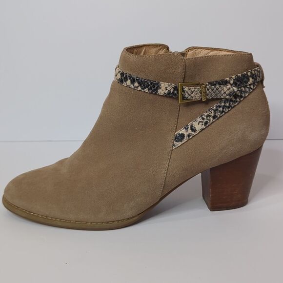Vionic Upright Upton Taupe Suede Leather Ankle Booties Size 11 - Picture 7 of 13